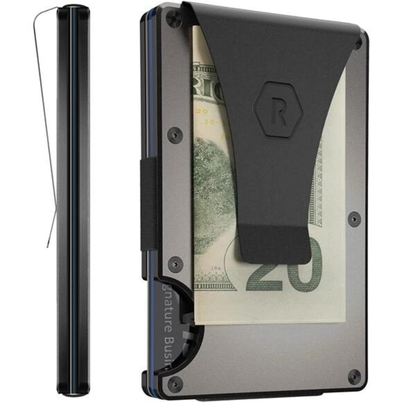 Men's Slim Minimalist Front Pocket RFID Card Holder Wallet (Gunmetal) - Picture 1 of 6